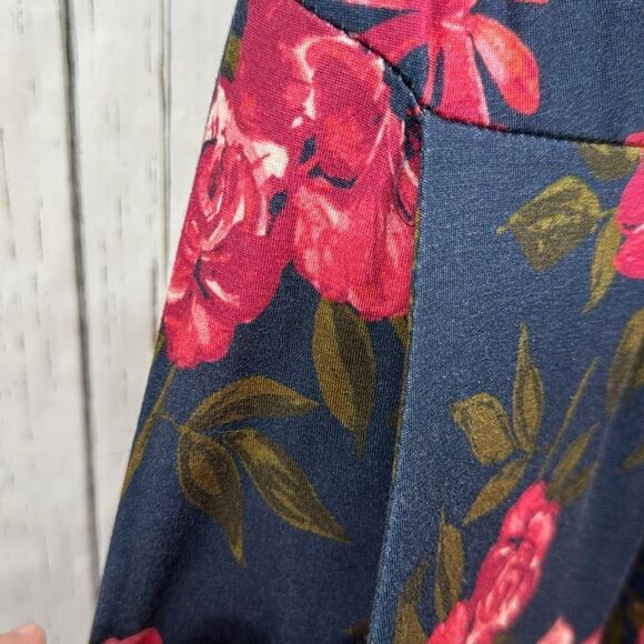 Garnet Hill Navy Pink Floral Sleeveless Dress XL Cottagecore Romantic Pockets - Picture 9 of 12